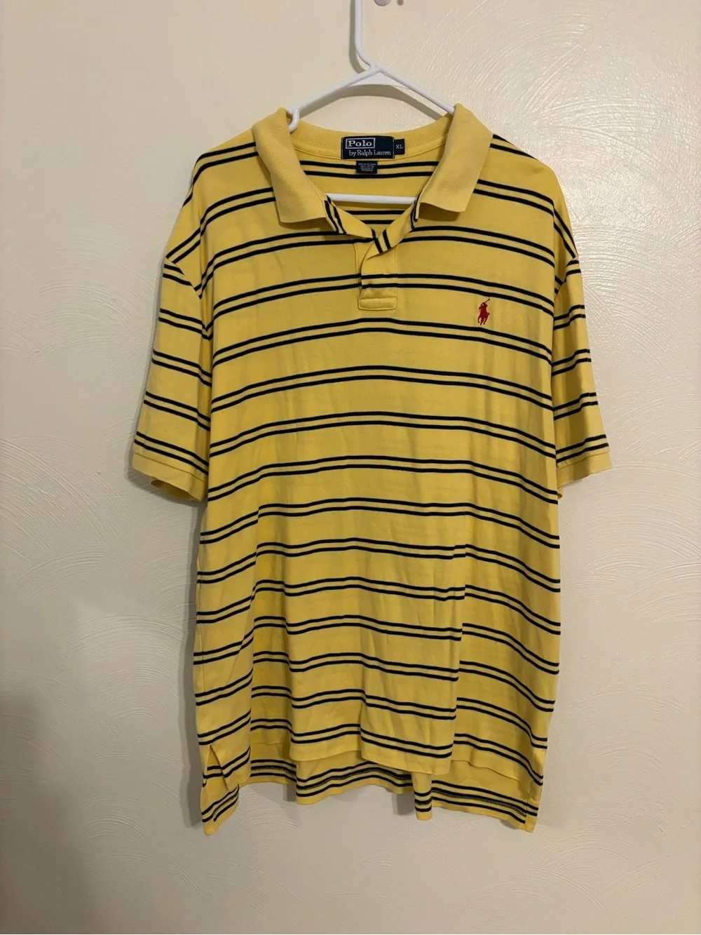 Polo Ralph Lauren Yellow Striped Polo Shirt Men’s XL Short Sleeve Cotton
